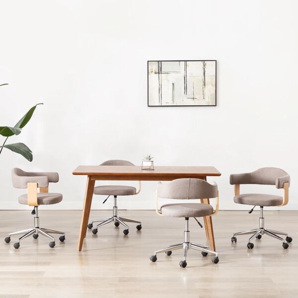 vidaXL 4 db t&oacute;psz&iacute;nű hajl&iacute;tott fa &eacute;s sz&ouml;vet forg&oacute; &eacute;tkezősz&eacute;k