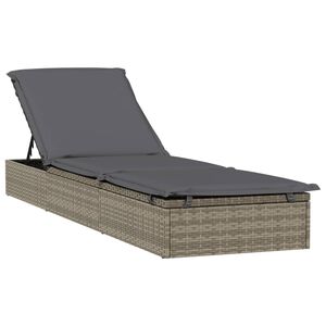 vidaXL 1 db sz&uuml;rke polyrattan napoz&oacute;&aacute;gy p&aacute;rn&aacute;val 201 x 55 x 62 cm