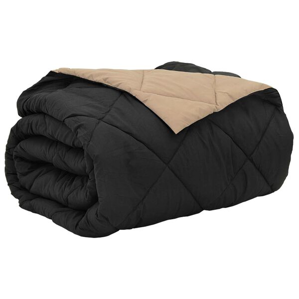 vidaXL Ny&aacute;ri Takarm&aacute;ny Fekete &eacute;s Taupe 200 x 200 cm Mikrosz&aacute;l