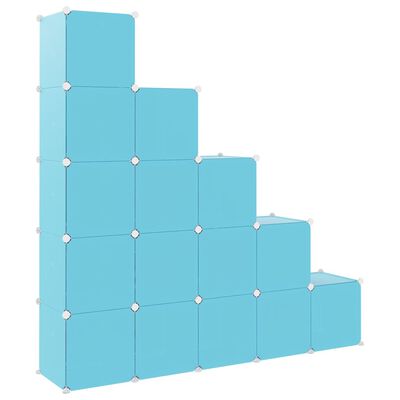 vidaXL kék polipropilén tárolókocka gyerekeknek 15 kockával