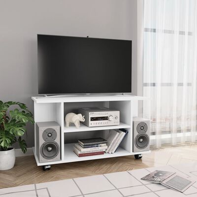 vidaXL fehér szerelt fa TV-szekrény görgőkkel 80 x 40 x 45 cm