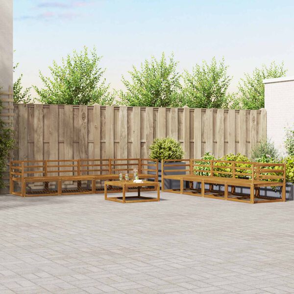 vidaXL K&uuml;lt&eacute;ri kanap&eacute; szett p&aacute;rn&aacute;val 9 pcs Term&eacute;szetes &eacute;s kr&eacute;msz&iacute;nű