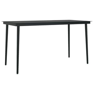 vidaXL fekete ac&eacute;l &eacute;s &uuml;veg kerti &eacute;tkezőasztal 140 x 70 x 74 cm