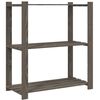 vidaXL 3 szintes sz&uuml;rke t&ouml;m&ouml;r fenyőfa t&aacute;rol&oacute;&aacute;llv&aacute;ny 80x38x90 cm