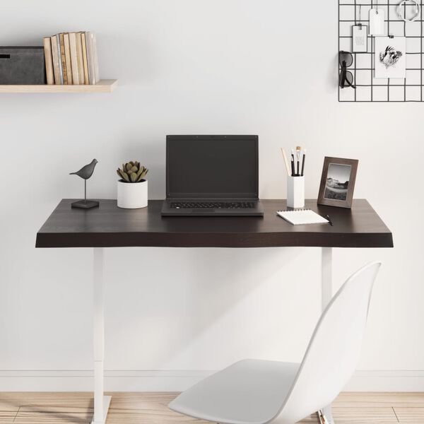 vidaXL s&ouml;t&eacute;tbarna kezelt t&ouml;m&ouml;r asztallap 100x60x(2-4) cm