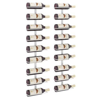 vidaXL 2 db fehér vas falra szerelhető bortartó állvány 9 palacknak