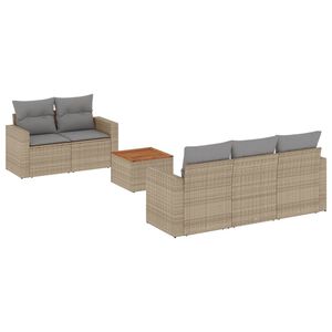 vidaXL 6 r&eacute;szes b&eacute;zs polyrattan kerti &uuml;lőgarnit&uacute;ra p&aacute;rn&aacute;val