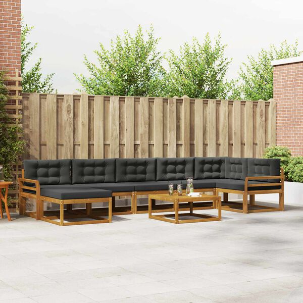 vidaXL K&uuml;lt&eacute;ri kanap&eacute; szett p&aacute;rn&aacute;val 8 pcs Term&eacute;szetes &eacute;s antracit