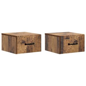 vidaXL Fali &eacute;jjeli szekr&eacute;ny fi&oacute;kkal 2 pcs Antik Fa 34,5 x 33 x 20 cm