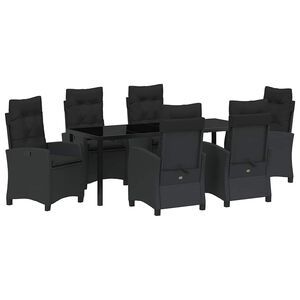 vidaXL Kert &eacute;tkező szett p&aacute;rn&aacute;val 7 pcs Fekete polirattan