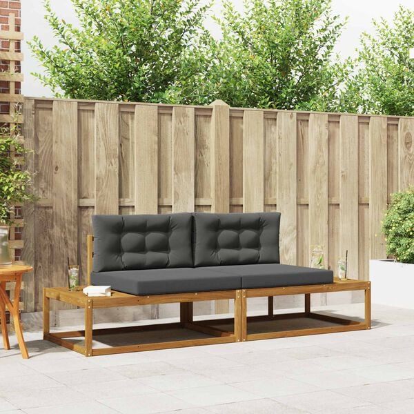 vidaXL K&uuml;lt&eacute;ri kanap&eacute; szett p&aacute;rn&aacute;val 2 Darab Term&eacute;szetes &eacute;s antracit