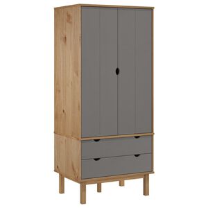 vidaXL OTTA barna &eacute;s sz&uuml;rke t&ouml;m&ouml;r fenyőfa gardr&oacute;b 76,5 x 53 x 172 cm