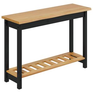 VidaXL Konzolasztal EKAI Fekete 112 x 35 x 76 cm T&ouml;m&ouml;r Fenyőfa