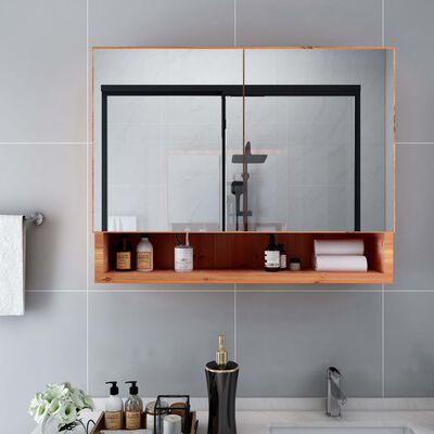 vidaXL tölgyszínű MDF tükrös fürdőszobaszekrény 80 x 15 x 60 cm