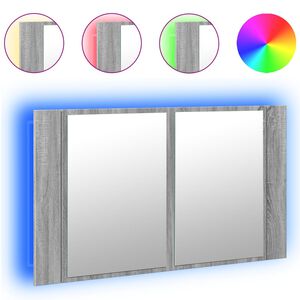 vidaXL sz&uuml;rke sonoma akril LED-es t&uuml;kr&ouml;s f&uuml;rdőszobaszekr&eacute;ny 80x12x45cm