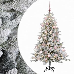 vidaXL Műkar&aacute;csonyfa g&ouml;mbbel 120 cm 150 LED Meleg feh&eacute;r PVC &eacute;s f&eacute;m