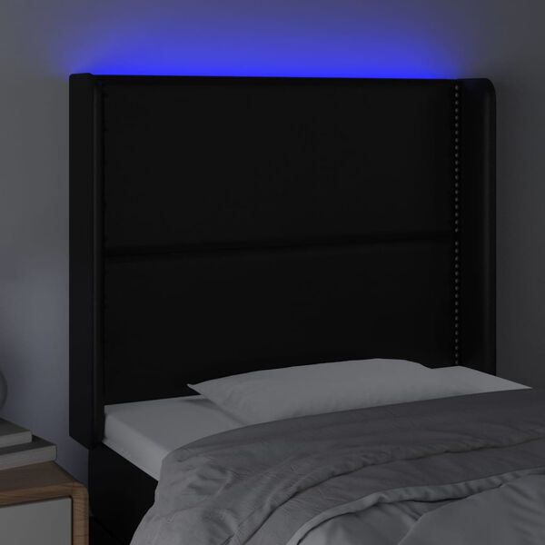vidaXL fekete műbőr LED-es fejt&aacute;mla 103x16x118/128 cm