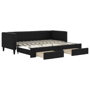 vidaXL fekete kih&uacute;zhat&oacute; sz&ouml;vet heverő fi&oacute;kokkal 80 x 200 cm