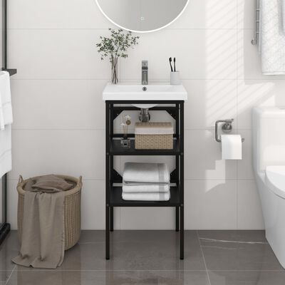 vidaXL fekete vas fürdőszobai mosdókagylókeret 40 x 38 x 83 cm