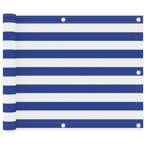 vidaXL fehér-kék oxford-szövet erkélyparaván 75 x 500 cm