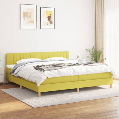 vidaXL zöld szövet rugós ágy matraccal 200 x 200 cm
