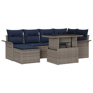 vidaXL Kerti Kanap&eacute; Szett 7 db Sz&uuml;rke [Műanyag]: Poly Rattan