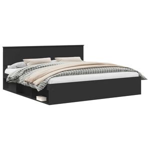 vidaXL &Aacute;gykeret fejt&aacute;ml&aacute;val Fekete 200 x 200 cm T&ouml;m&ouml;r fenyőfa