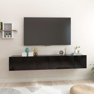 vidaXL 3 db fekete függő TV-szekrény 60 x 30 x 30 cm
