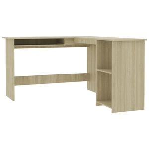 vidaXL sonoma sz&iacute;nű szerelt fa L-alak&uacute; sarok-&iacute;r&oacute;asztal 120x140x75 cm