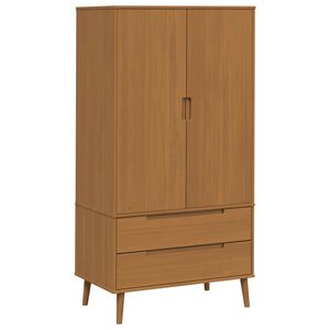 vidaXL Ruh&aacute;sszekr&eacute;ny MOLDE Karamell 90 x 55 x 175 cm T&ouml;m&ouml;r Fenyőfa