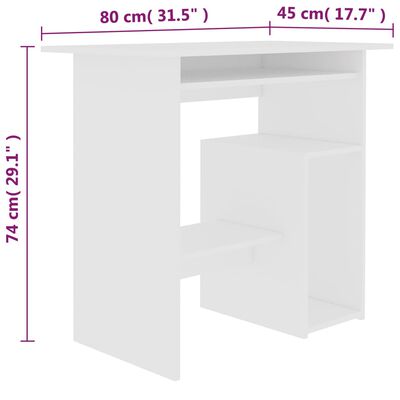 vidaXL fehér forgácslap íróasztal 80 x 45 x 74 cm