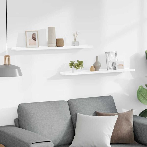 vidaXL 2 db magasf&eacute;nyű feh&eacute;r fali polc 80 x 9 x 3 cm