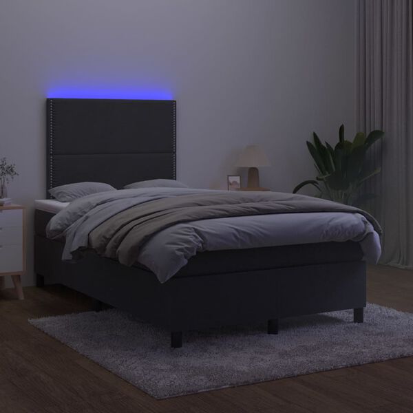 vidaXL fekete b&aacute;rsony rug&oacute;s &eacute;s LED-es &aacute;gy matraccal 120x190 cm