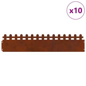 vidaXL Gyepszeg&eacute;lyek 10 pcs Rozsd&aacute;s 103 x 0,05 x 22 cm