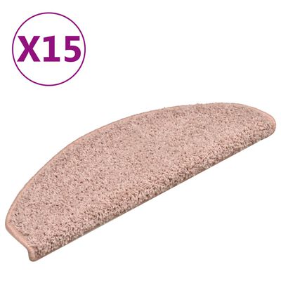 vidaXL 15 db világos rózsaszín lépcsőszőnyeg 65 x 21 x 4 cm