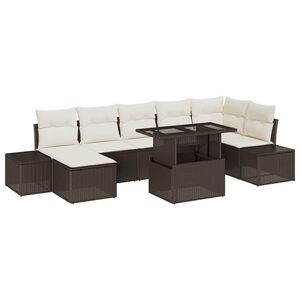 vidaXL Kerti Kanap&eacute; Szett p&aacute;rn&aacute;val 8 pcs Barna &eacute;s kr&eacute;msz&iacute;nű