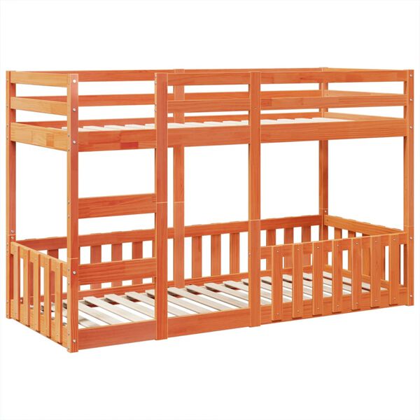 vidaXL viaszbarna t&ouml;m&ouml;r fenyőfa emeletes &aacute;gy 90x190 cm