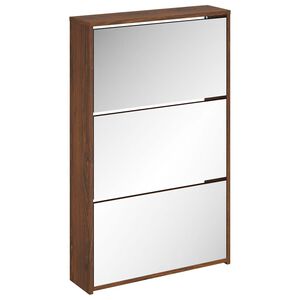 vidaXL barna t&ouml;lgysz&iacute;nű 3 szintes cipőszekr&eacute;ny t&uuml;k&ouml;rrel 63x17x102,5 cm