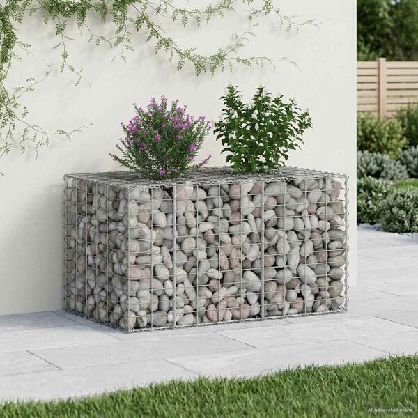 vidaXL Gabion emelt &aacute;gy Ez&uuml;st 100 x 60 x 55 cm Horganyzott ac&eacute;l