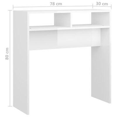 vidaXL magasfényű fehér forgácslap tálalóasztal 78 x 30 x 80 cm