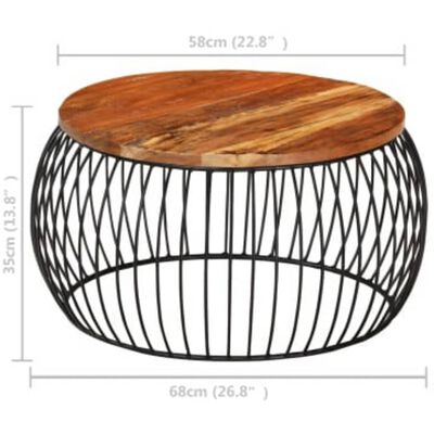 vidaXL tömör újrahasznosított fa dohányzóasztal Ø68 cm