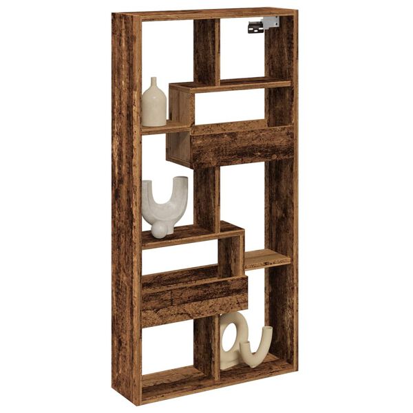 vidaXL antik fa sz&iacute;nű szerelt fa faliszekr&eacute;ny 50x15x100 cm