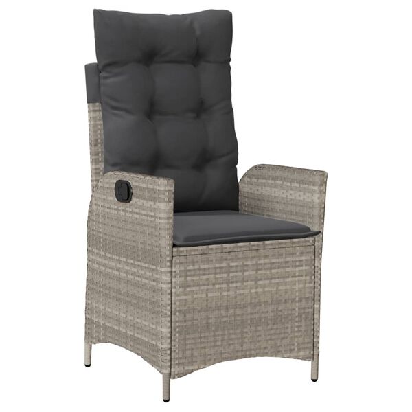 vidaXL 7 r&eacute;szes vil&aacute;gossz&uuml;rke polyrattan kerti &eacute;tkezőszett p&aacute;rn&aacute;val