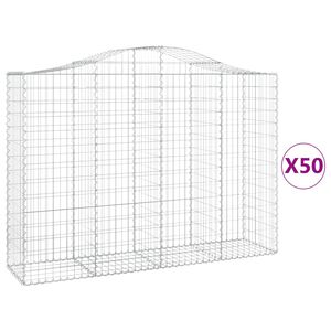 vidaXL 50 db &iacute;ves horganyzott vas gabion kos&aacute;r 200x50x140/160 cm