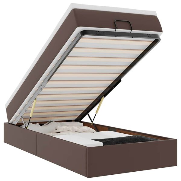 vidaXL Ottom&aacute;n &aacute;gykeret matraccal Barna 100x200cm műbőrrel