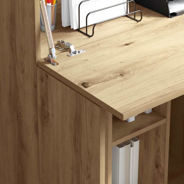 vidaXL Asztal polcokkal Artisan tölgy 71.5 x 31.5 x 106.5 cm Faanyag
