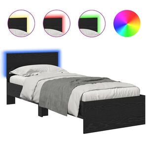 vidaXL &Aacute;gykeret LED -es l&aacute;mp&aacute;kkal Fekete t&ouml;lgy 75 x 190 cm Faanyag