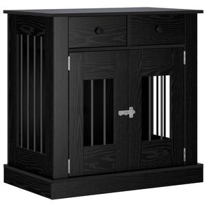 vidaXL Kutya ketrec b&uacute;tor Fekete T&ouml;lgy 80 x 47,5 x 80 cm Szerelt Fa