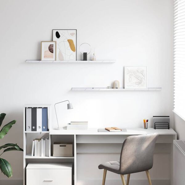 vidaXL Falpolc polcokkal 2 pcs Feh&eacute;r m&aacute;rv&aacute;ny 115 x 9 x 3 cm Faanyag