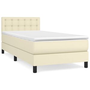 vidaXL kr&eacute;msz&iacute;nű műbőr rug&oacute;s &aacute;gy matraccal 90 x 200 cm
